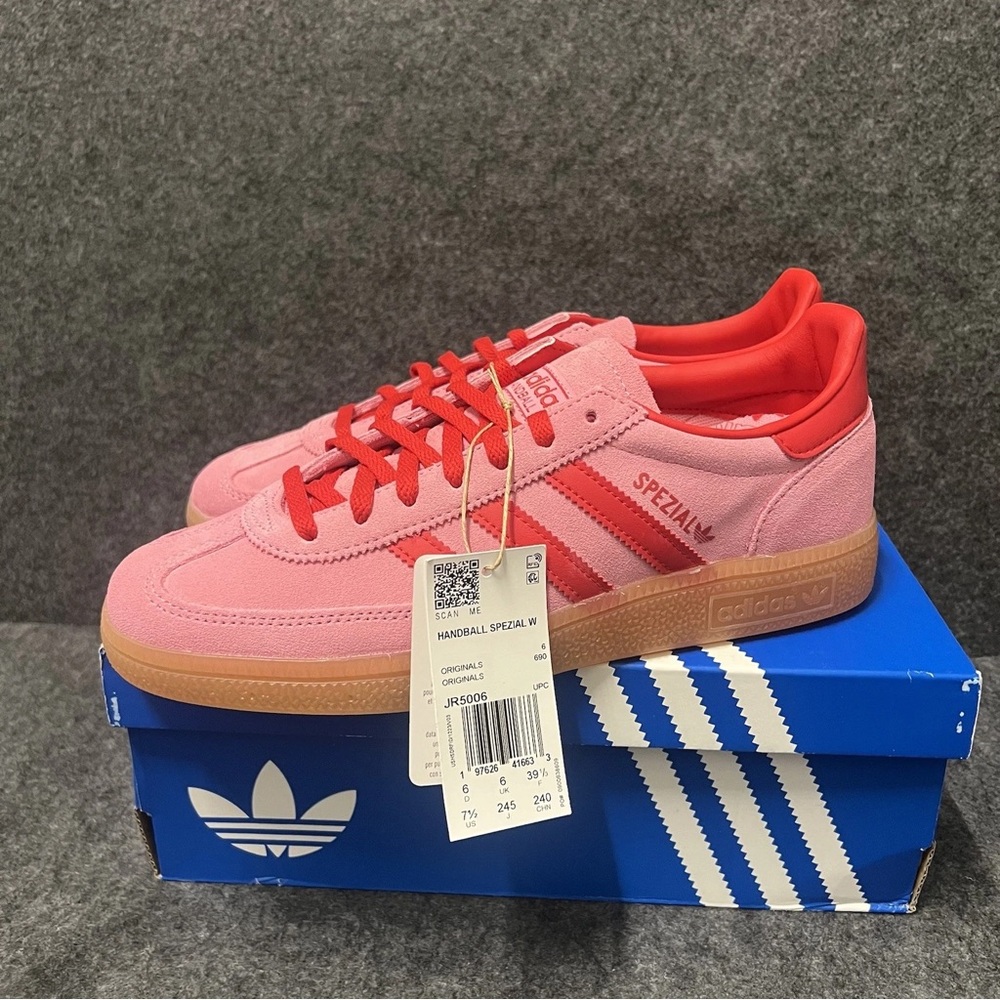 adidas Originals Spezial Pink and Red Suede Athletic Sneakers - Picture 4 of 7